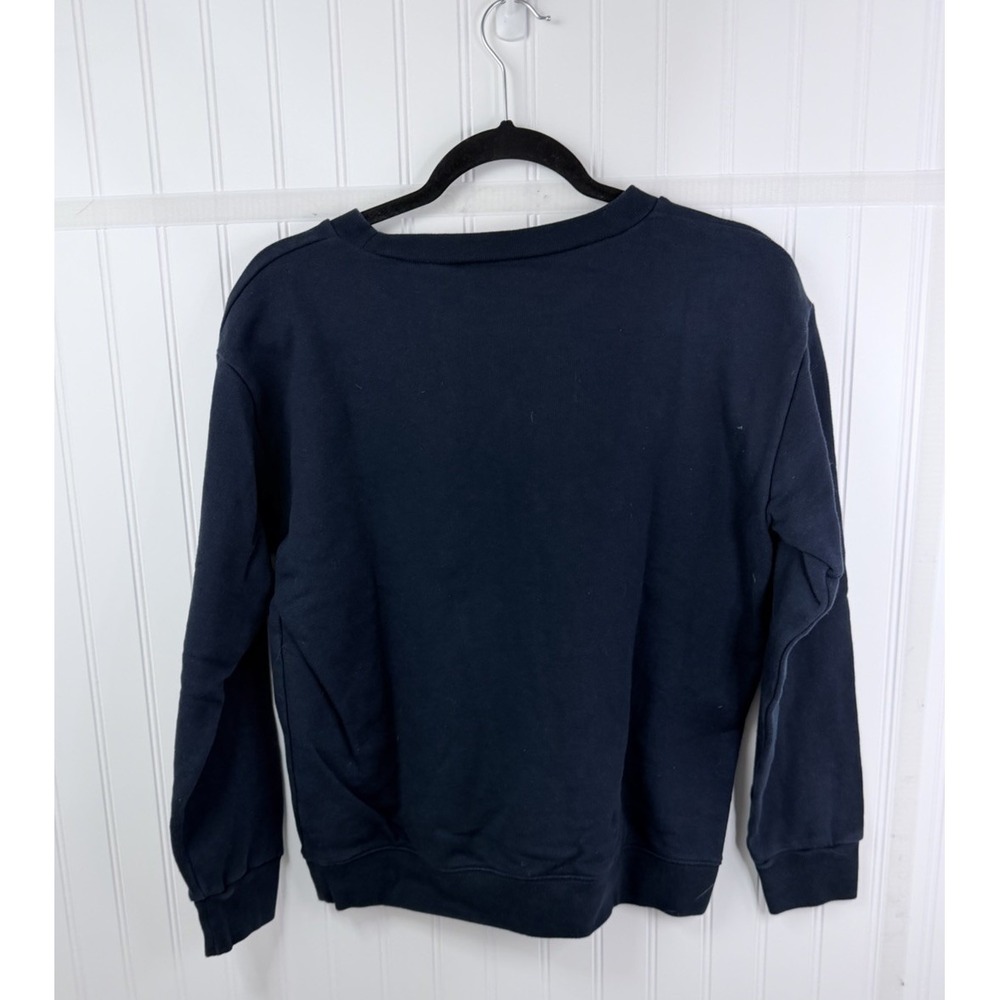 J Crew Apres Sweater Medium Navy Le Ski Oui Oui Graphic Ski Chalet Cottagecore - Picture 3 of 12